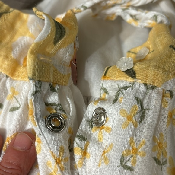 EUC CATHERINE MALANDRINO 4T YELLOW WHITE FLORAL TIERED RUFFLE SUNDRESS - Picture 6 of 12